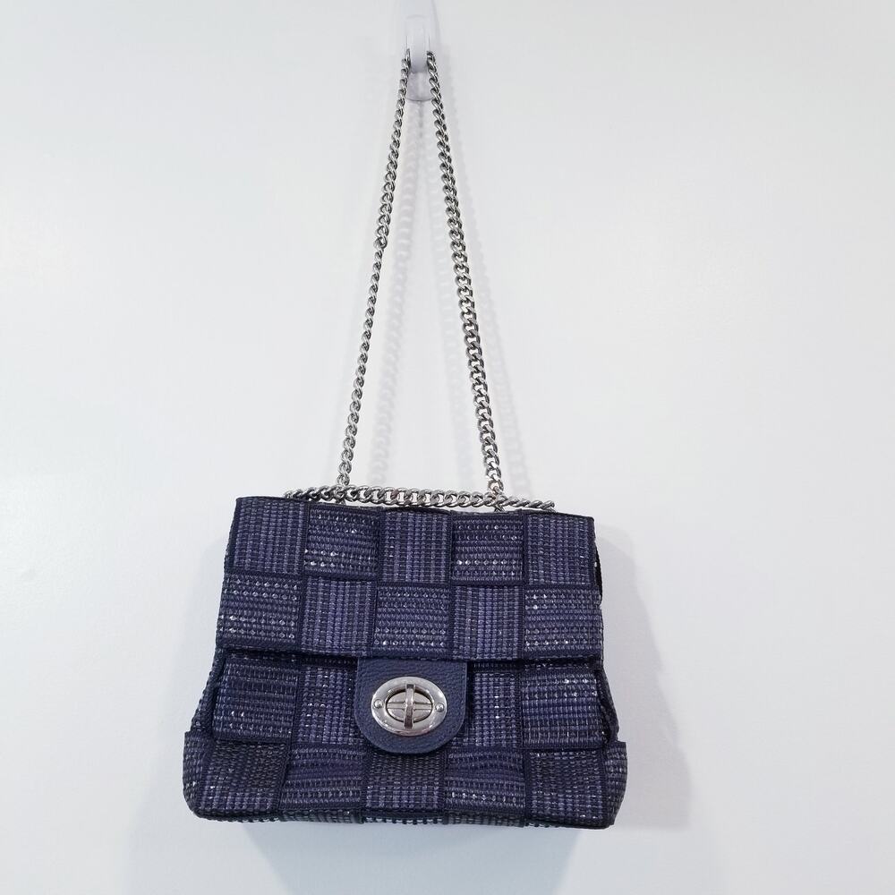 Alma Tonutti Made in Italy Woven Shoulder Bag Silver Tone Chain